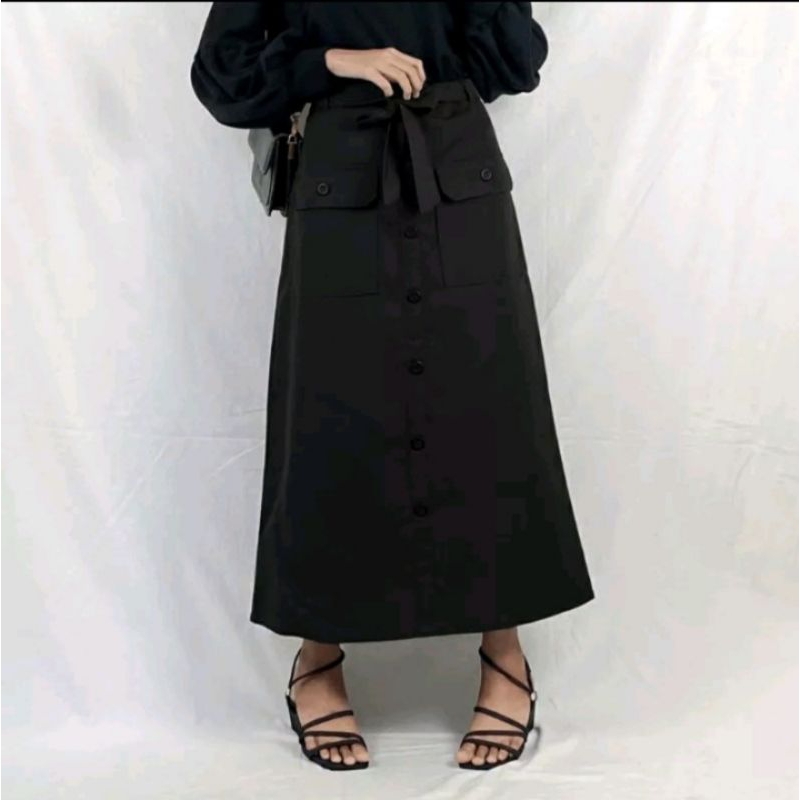 Jual Rok button skrit model kancing (saku depan) | Shopee Indonesia