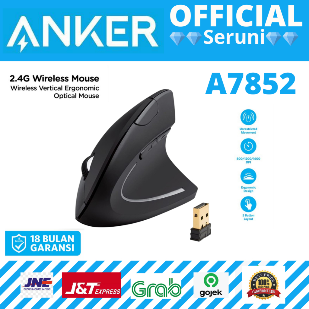 Anker 2.4G Wireless Vertical Ergonomic Optical Mouse A7852