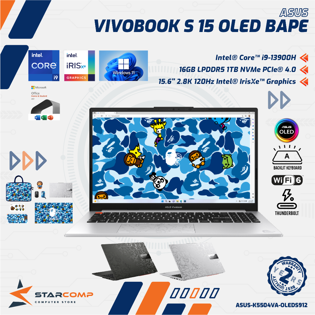 Jual Asus Vivobook S15 Oled K5504va I9 13900h 16gb 1tb W11ohs Bape Edition Shopee Indonesia 3514