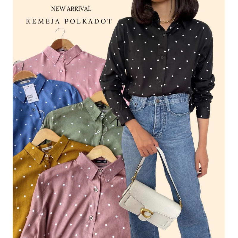 Jual KEMEJA BASIC polkadot | Shopee Indonesia