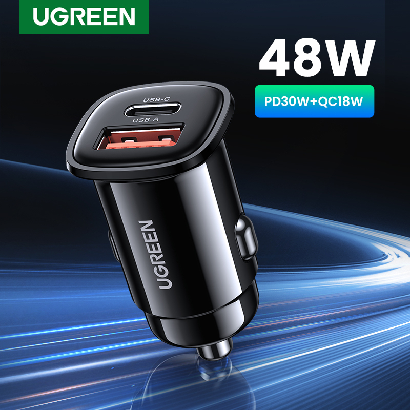 Jual UGREEN 48W Dual Port Fast Car Charger Adapter USB C PD QC4.0 FCP