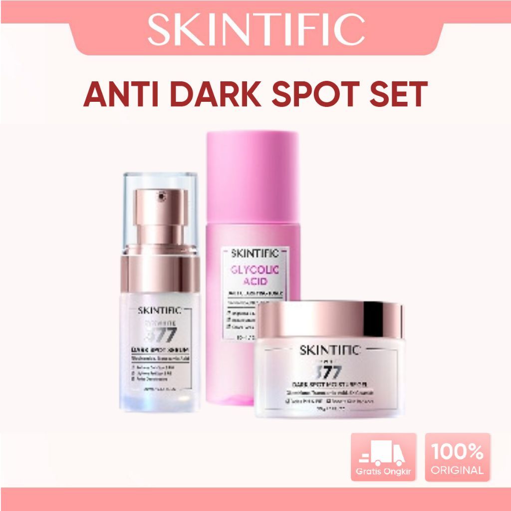 SKINTIFIC 3PCS Brightening Set Paket Skincare MSH Niacinamide Moisturizer pelembab wajah + Whitening Serum Serum Pemutih + Toner Facial Toner Wajah Skin Lightening Hydrating Skintific Paket