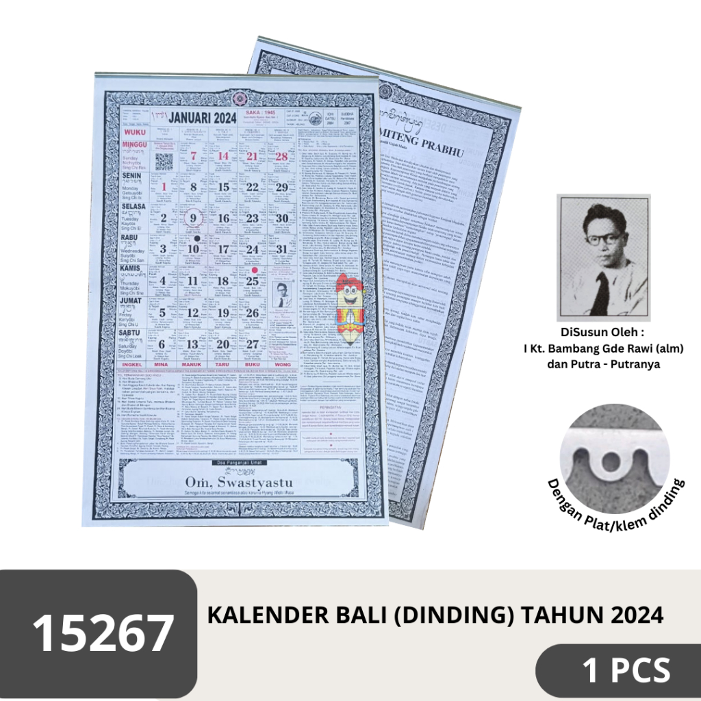 Jual Kalender Bali / Kalender dinding lengkap 2024 I Kt. Bangbang