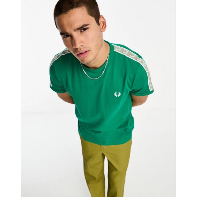 Jual Fred Perry Contrast Taped Ringer T-Shirt Green Original | Shopee ...