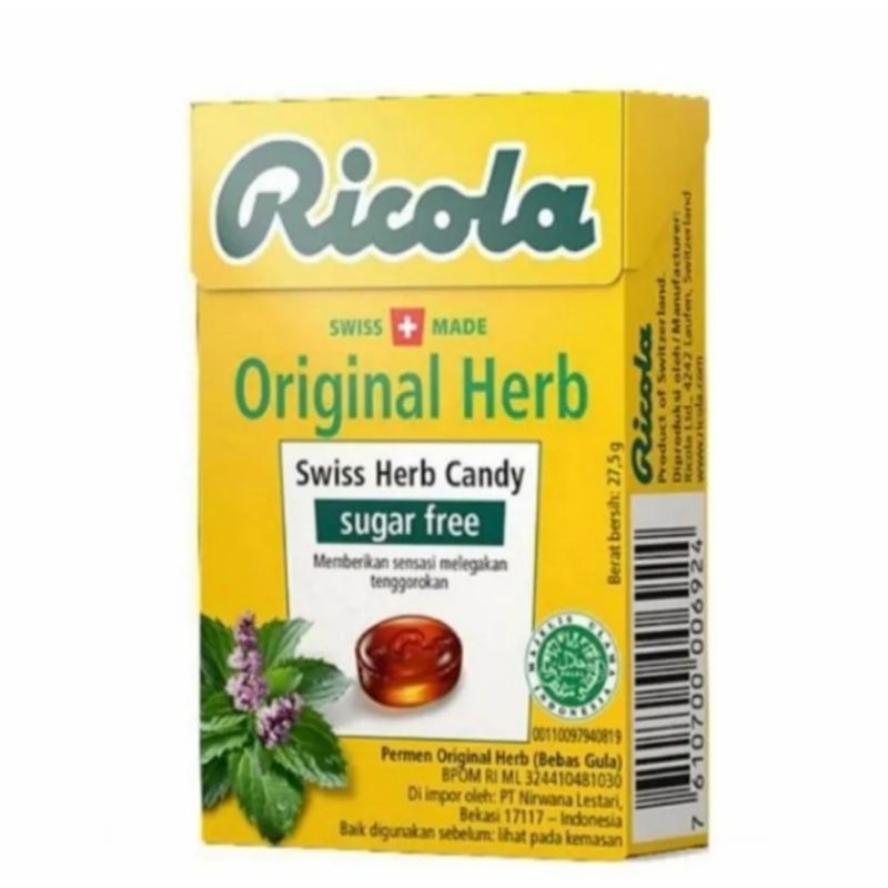 Jual Ricola Sugar Free Candy Original Herb 27,5gr - Permen Pelega ...