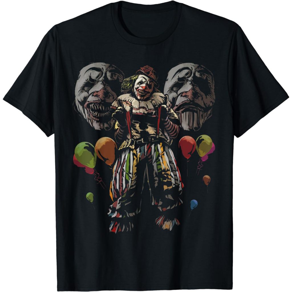 Jual Baju Kaos Distro Creepy Evil Clown Balloons Horror Scary Halloween 