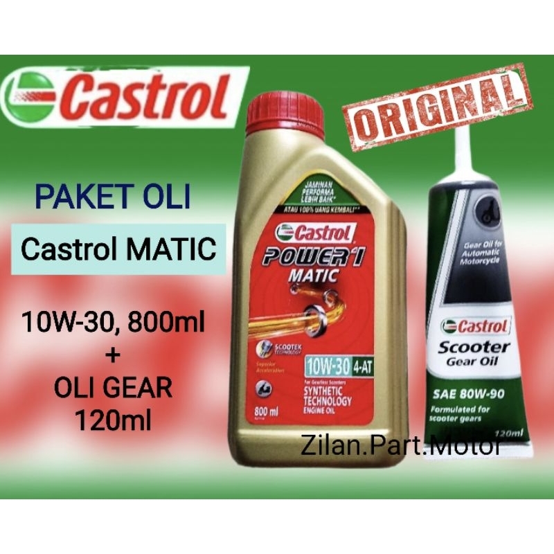 Jual PAKET OLI CASTROL 10W-30 MATIC 800ML + OLI GEAR 100% ORIGINAL ...