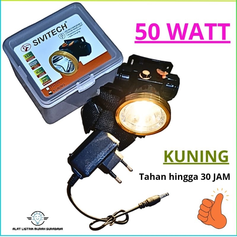 Jual Senter Kepala 50W kuning SIVITECH | Shopee Indonesia