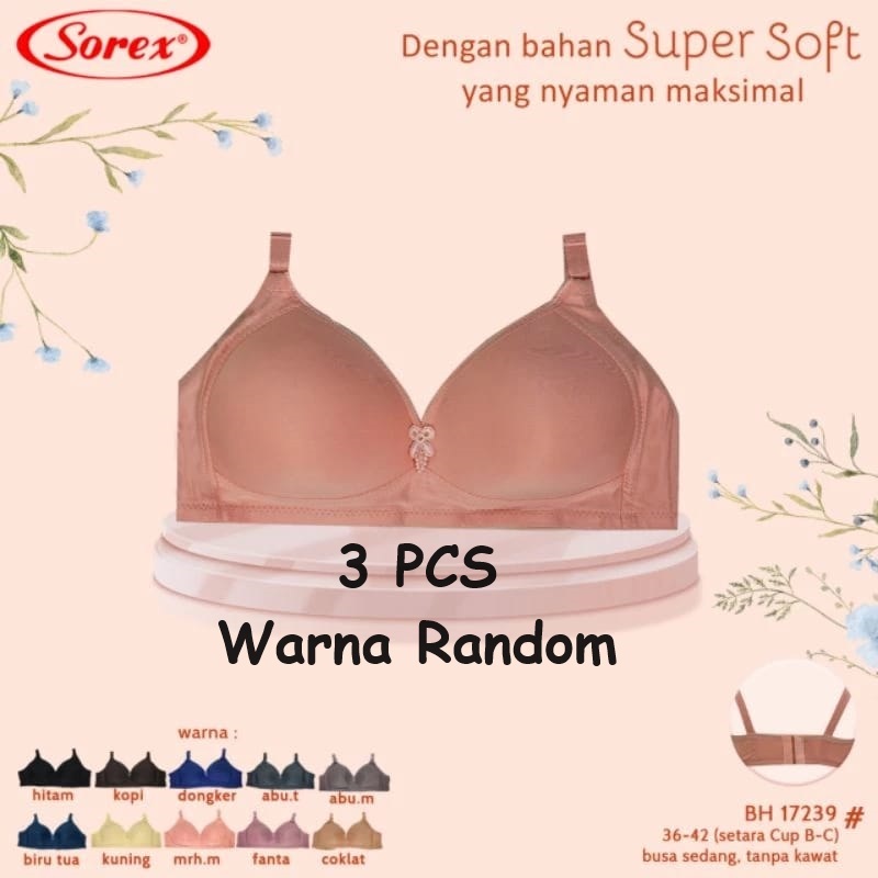 Jual Isi Pcs Bh Sorex Tanpa Kawat Bra Sorex Cup Besar Kait Super Soft Shopee Indonesia