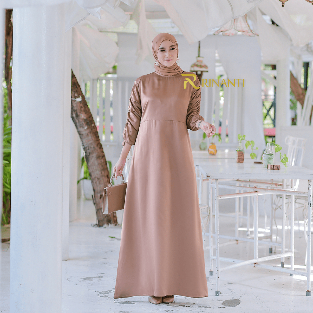 Jual Darla Dress By Rinanti Ready Stock Lengan Serut Gamis Satin