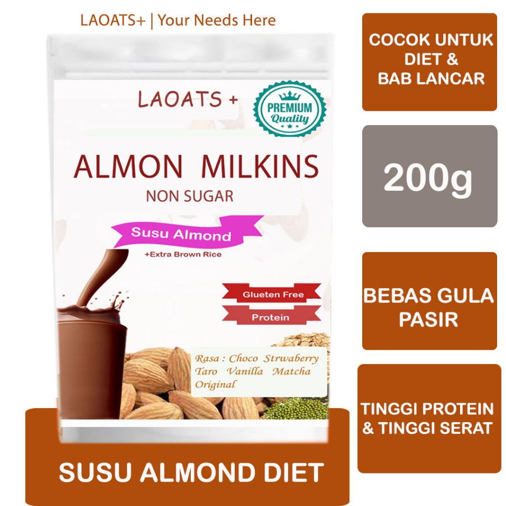 Jual Susu Almond Bubuk Laoats Non Sugar (200g) | Shopee Indonesia