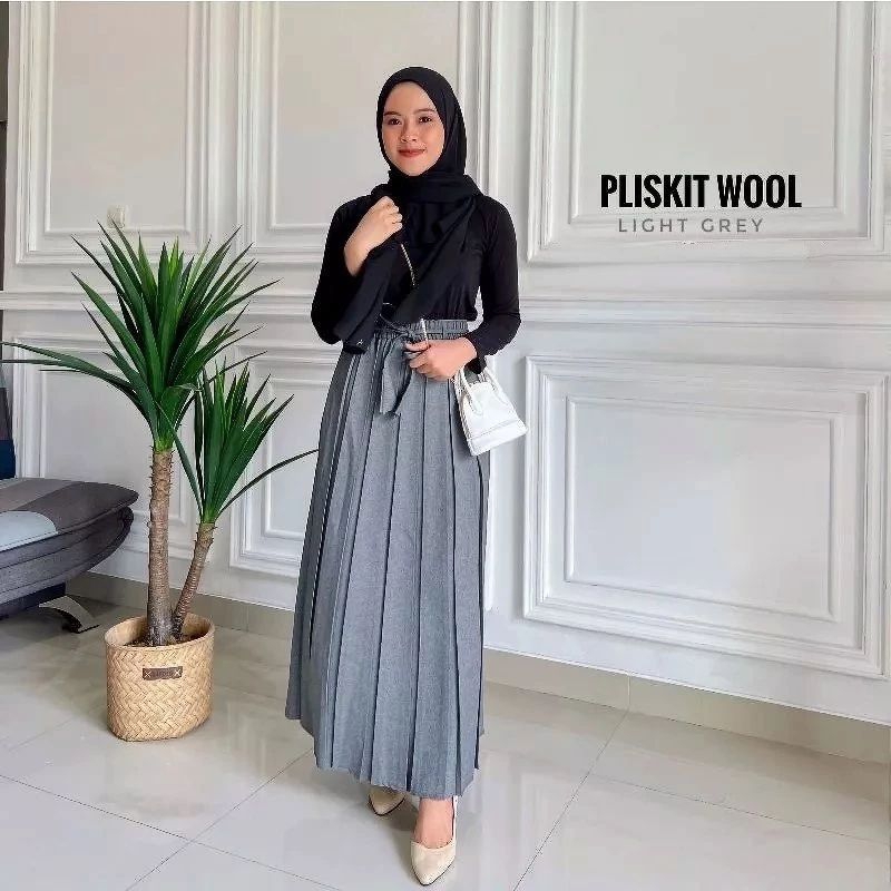 Jual Rok Plisket Semi Woll Polos Rok Plisket Kantor Premium Rok Kerja Rok Plisket Kantor Rok 7482