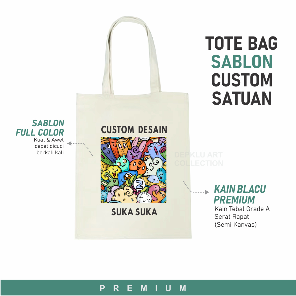 Jual Tas Blacu Custom Sablon Totebag Tote Bag Goodie Bag Tas Sablon Custom Shopee Indonesia 8127