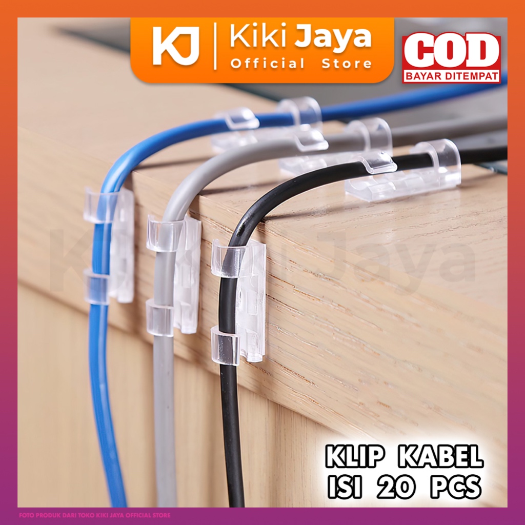 Jual [kiki] Klip Kabel Isi 20 Pcs Organizer Klem Tempel Dinding