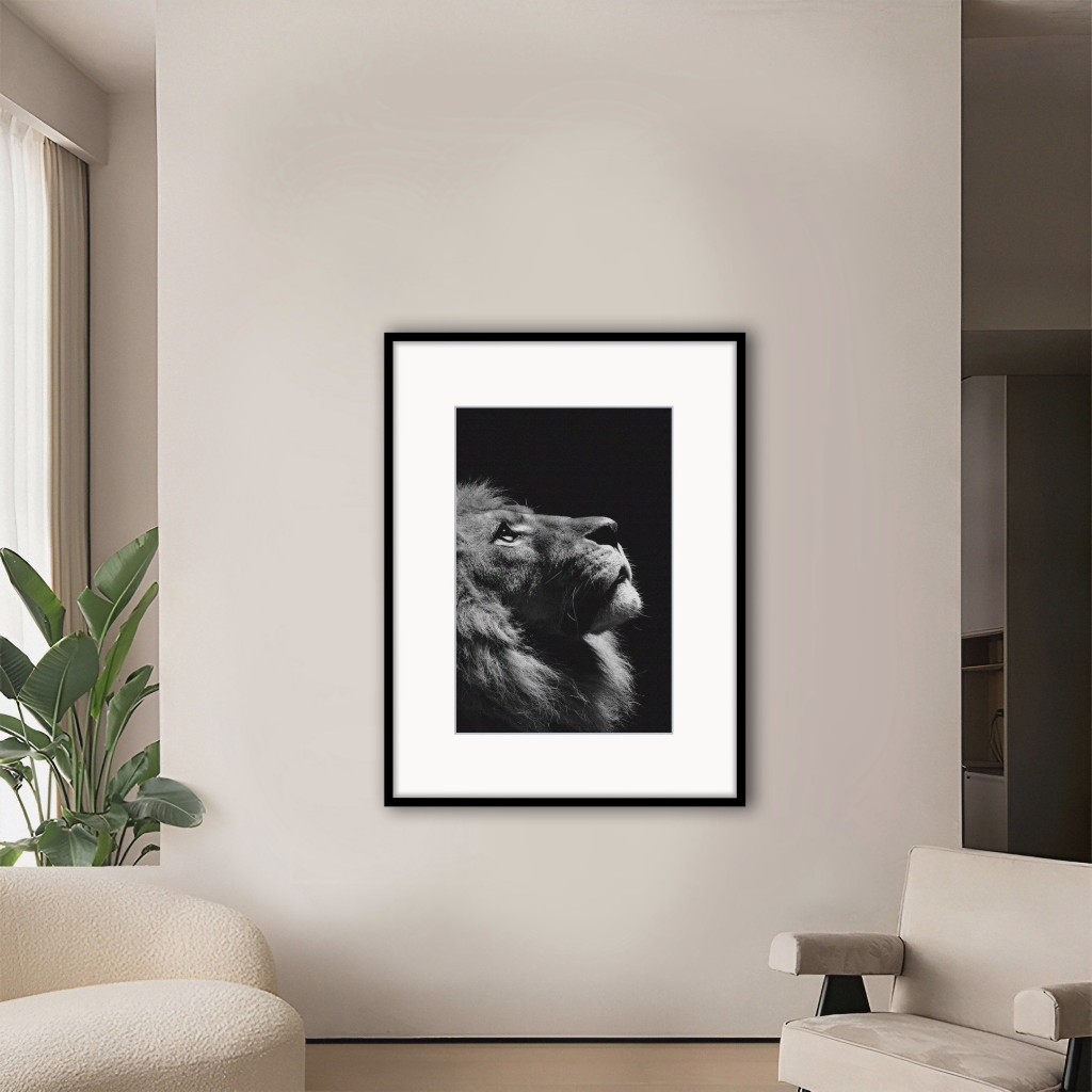 Jual Poster Blok + Frame Aesthetic Lamunan Singa Lukisan Cetak 70x50cm ...