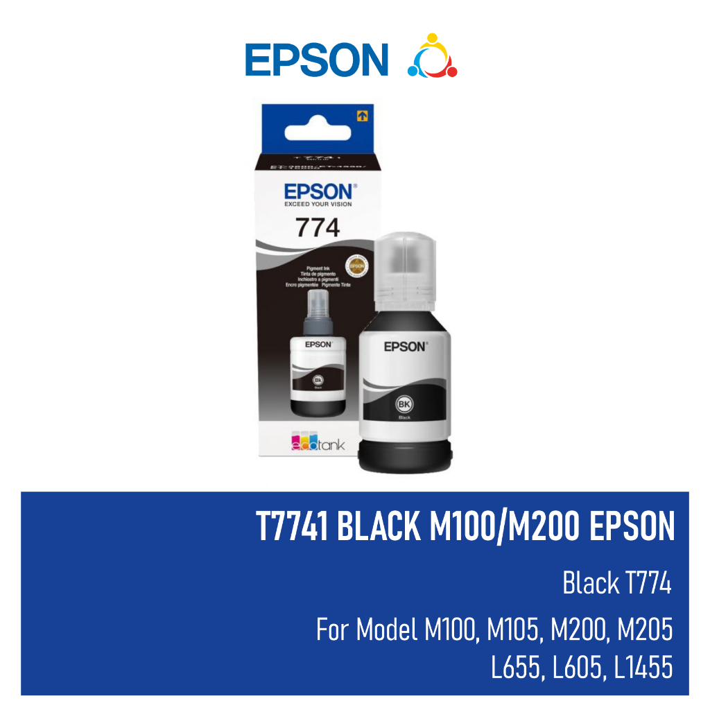 thumbnail image 2 of Vivid Colors Pigment Refill Ink – Black, 774 T7741 Compatible For Epson M101 M105 M200 M201 M205 2 of 6