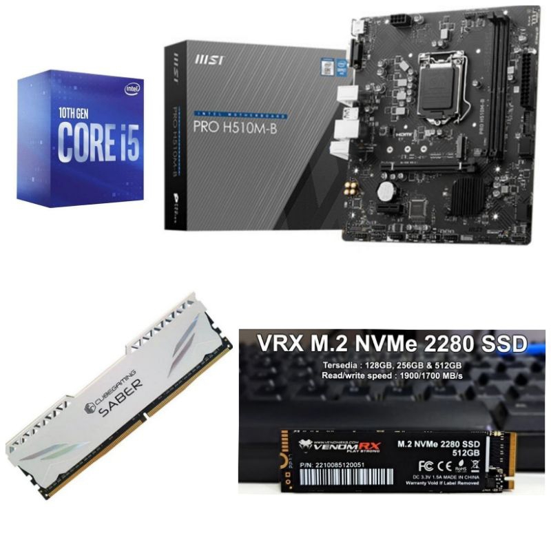 Jual Paket Processor Intel Core I5 10400F Box Gen 10 DDR4 NVME H510 ...