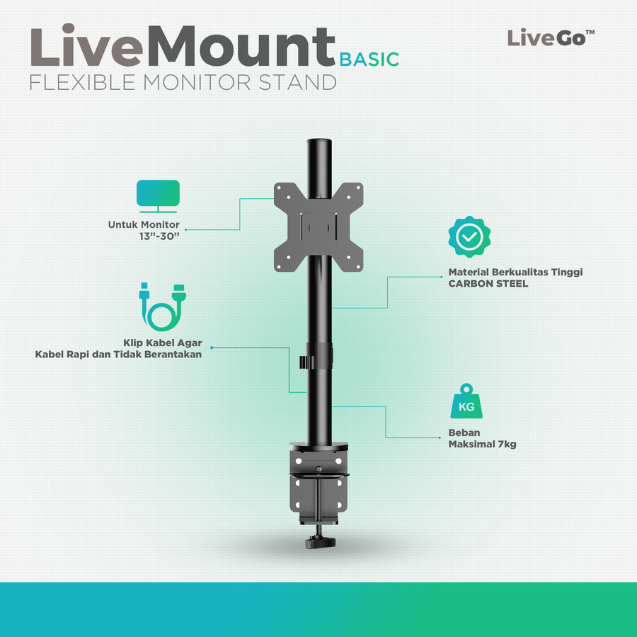 Jual LiveMount Basic Bracket Monitor TV Desk Mount Breket Braket ...