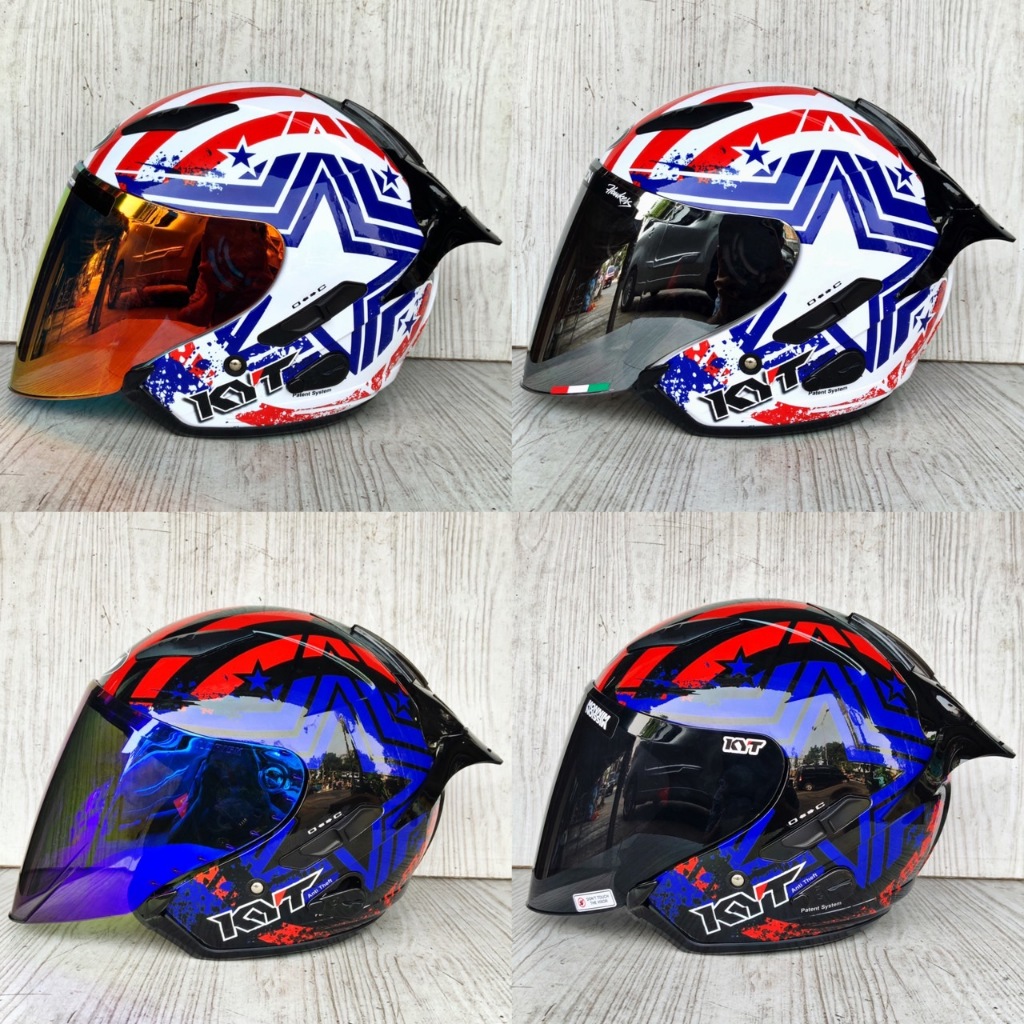 Jual HELM KYT GALAXY FLAT R MOTIF STAR ALL COLOUR KYT PAKET GANTENG