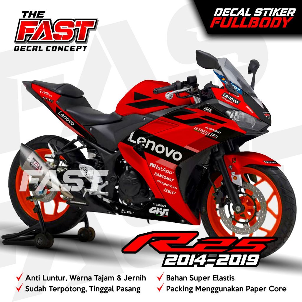 Jual BISA COD Decal Sticker Yamaha R25 Fullbody Ducati Lenovo Decal ...