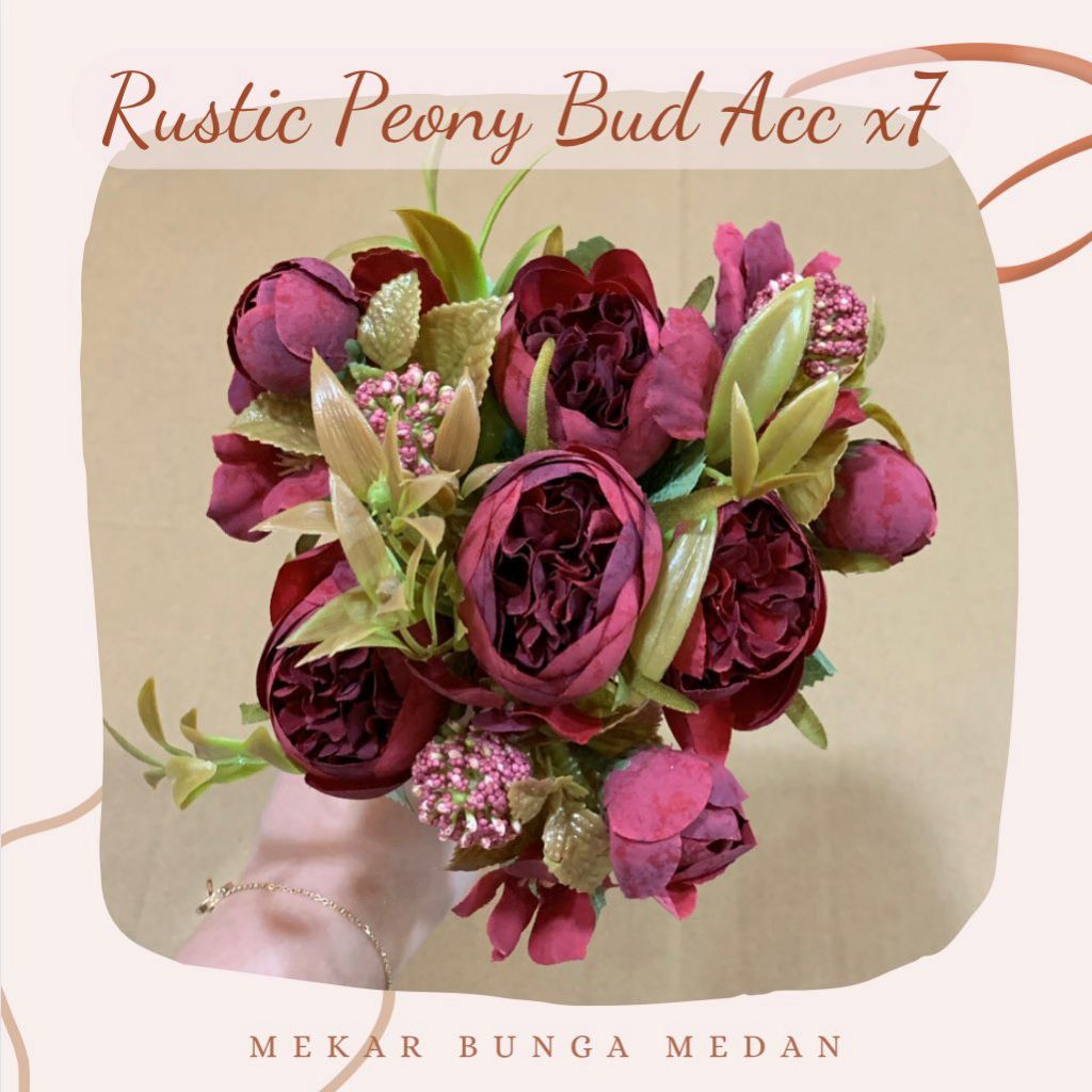 Jual JB 10 (8 WARNA) Bunga Artifisial Rustic Peony Bud ACC x7 Kuntum ...