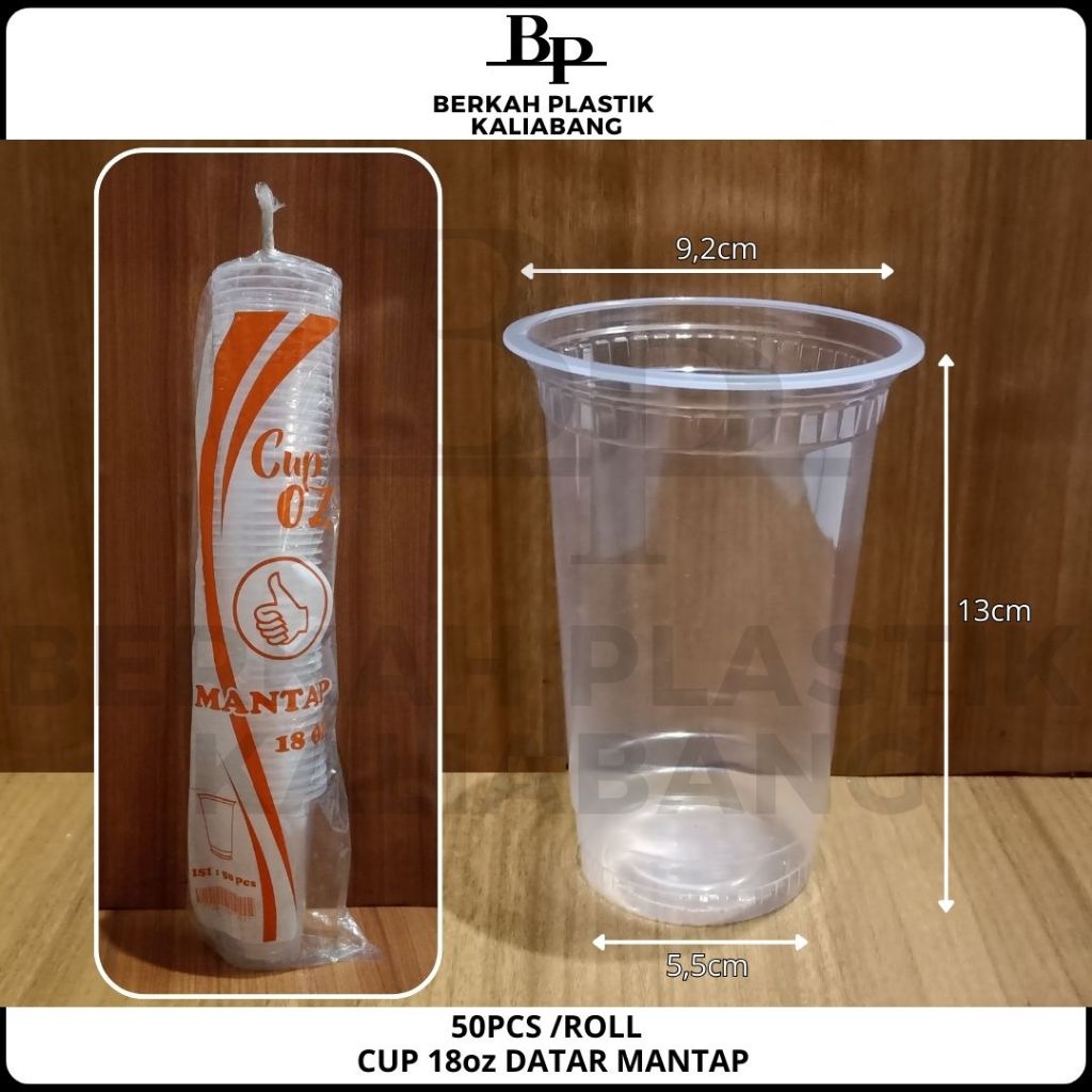 Jual Isi 50pcs Gelas Plastik Bening 18oz Datar Cup Plastik Pop Ice Jus Es Teh Es Buah 2486