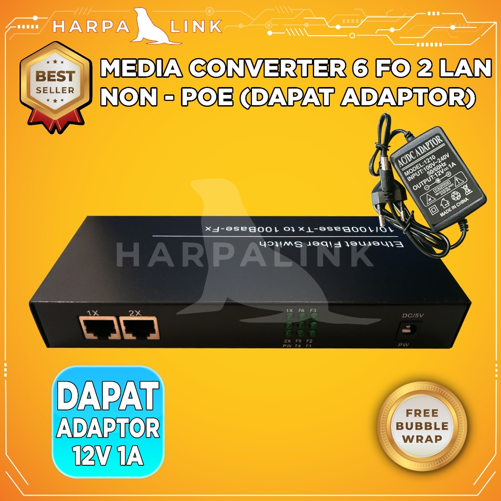 Jual Media Converter 6 FO 2 LAN 6 SC 2 RJ45 10/100 Mbps Full Body ...