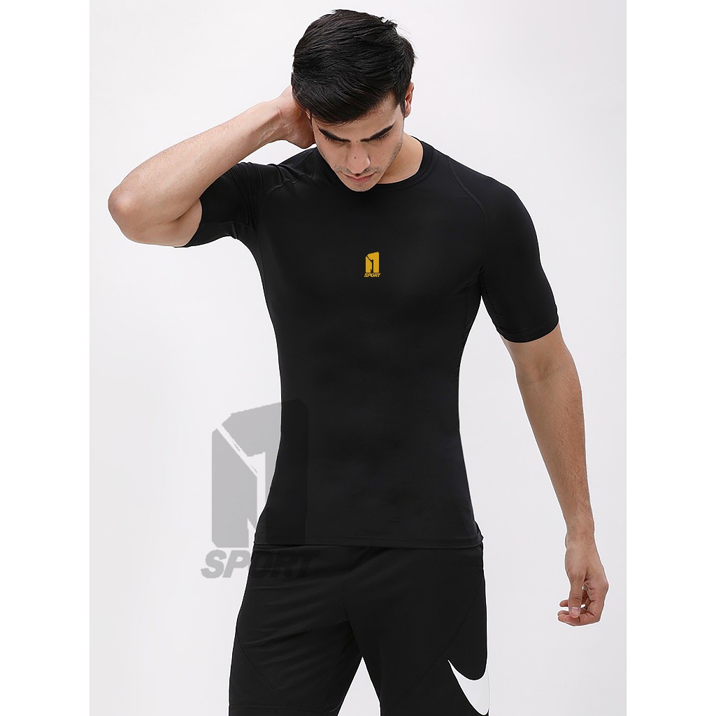 Jual Base Layer Manset Olahraga Pria Wanita Lengan Pendek Mangset Sepeda Futsal Lari Voli