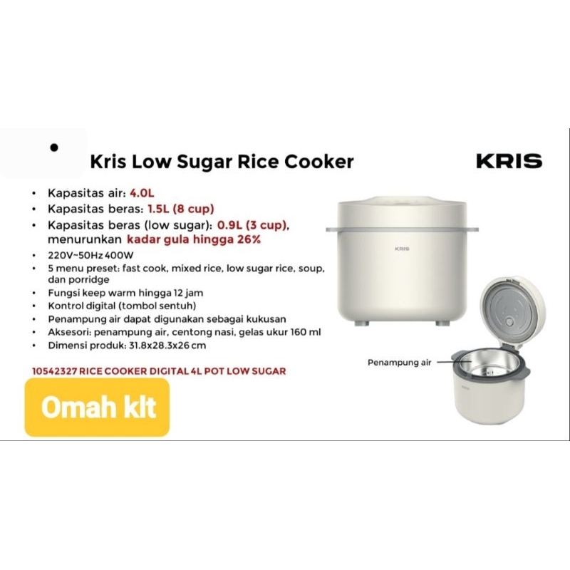Jual kris rice cooker low sugar penanak nasi rendah gula Shopee Indonesia