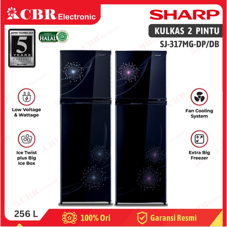 Jual Kulkas SHARP 2 Pintu SJ-317MG-DB / SJ-317MG-DP (Shine) 256 L ...