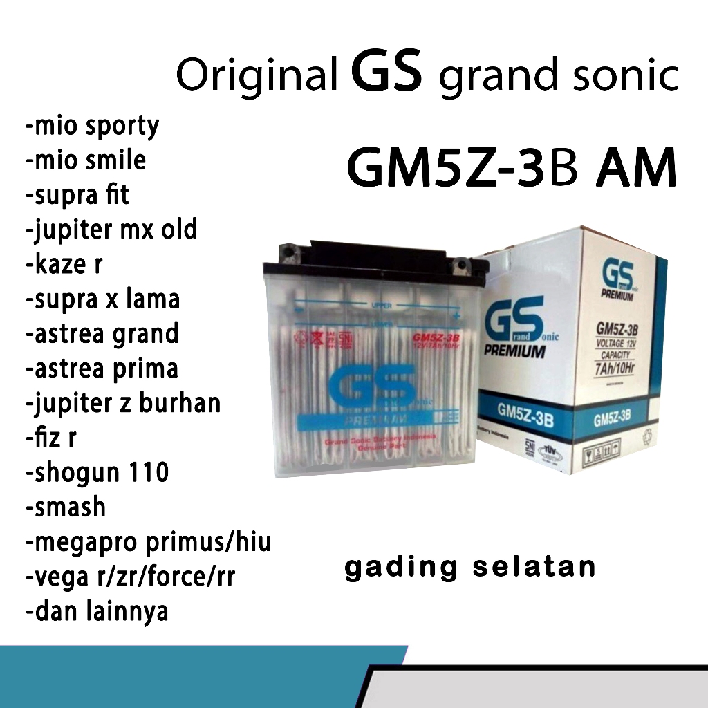 Jual Aki motor GS Grand sonic GM5Z-3B KIT aki basah | Shopee Indonesia
