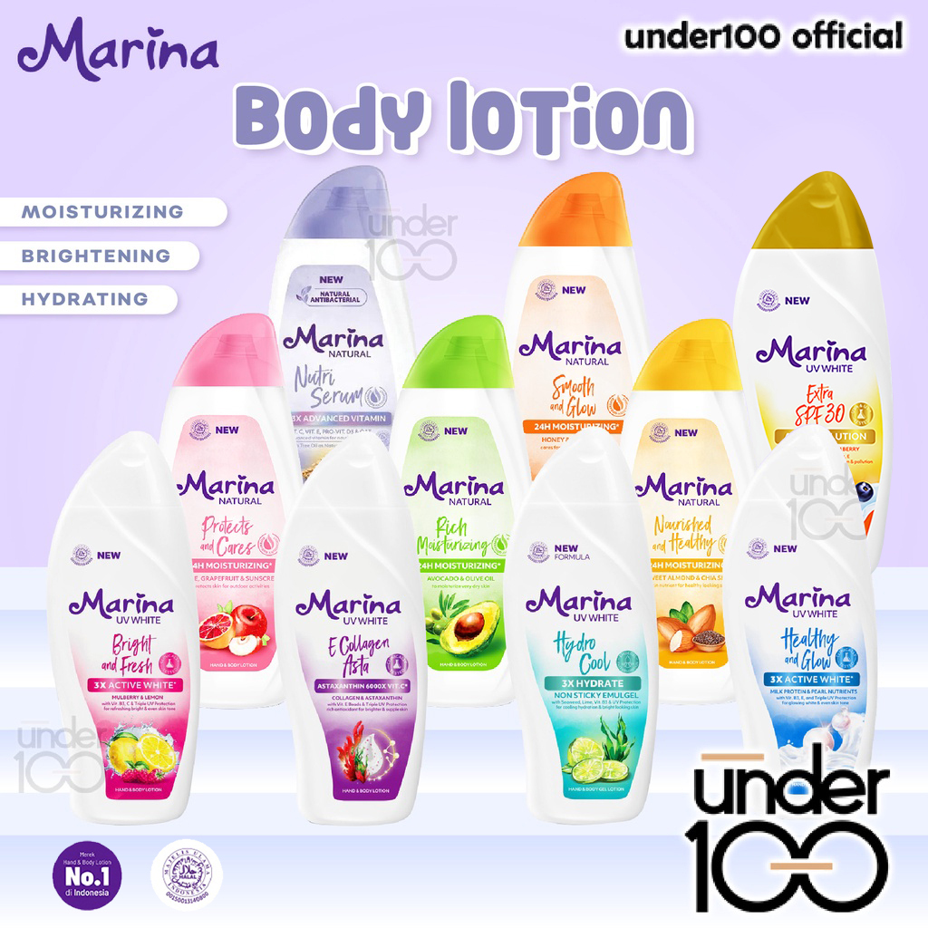 Jual Under100 Marina Hand Body Lotion And Body Serum Uv White 185 Ml