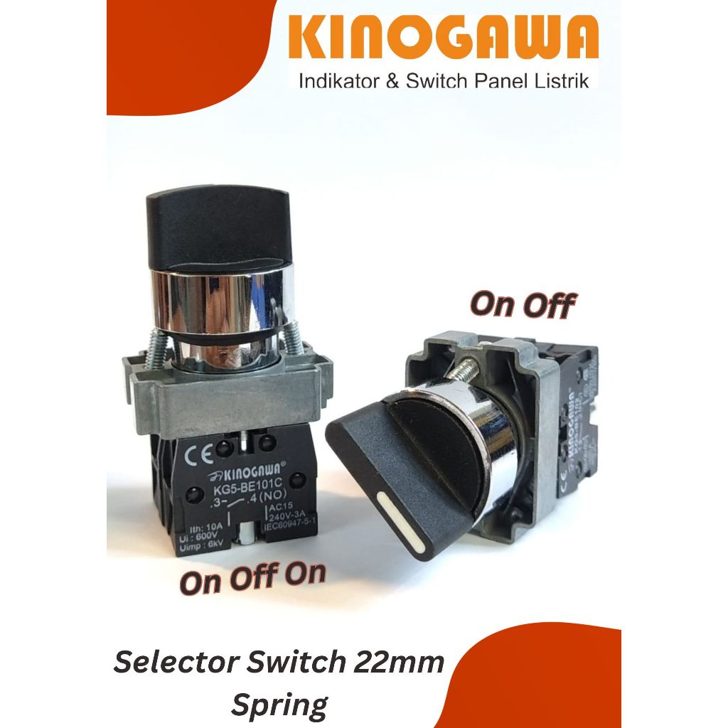 Jual Selector Switch 22mm Spring Return On Off - On Off On - KINOGAWA ...