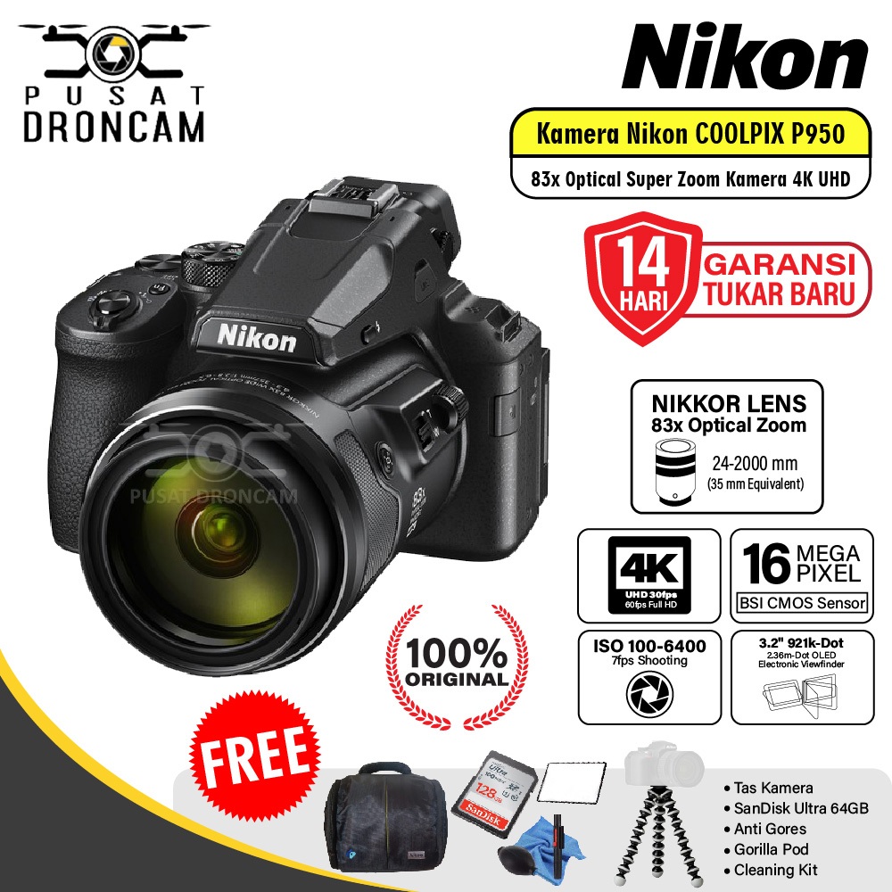 Jual NIKON COOLPIX P950 KAMERA SUPER ZOOM - NIKON P 950 83X OPTICAL ...