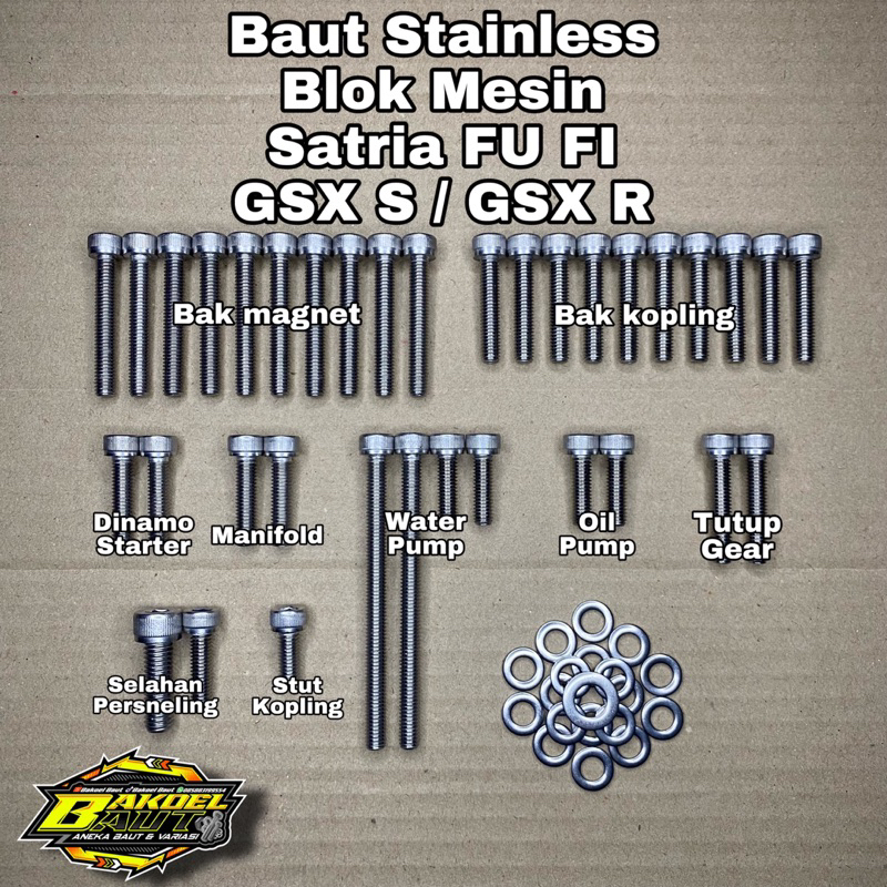 Jual Baut Stainless Blok Mesin SATRIA FI INJECTION GSX S GSX R Baut L ...