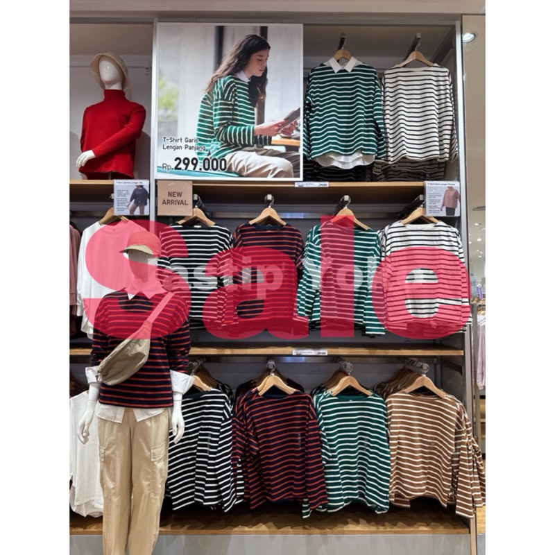 Jual Sale Women T Shirt Garis Lengan Panjang Uniqlo Shopee Indonesia