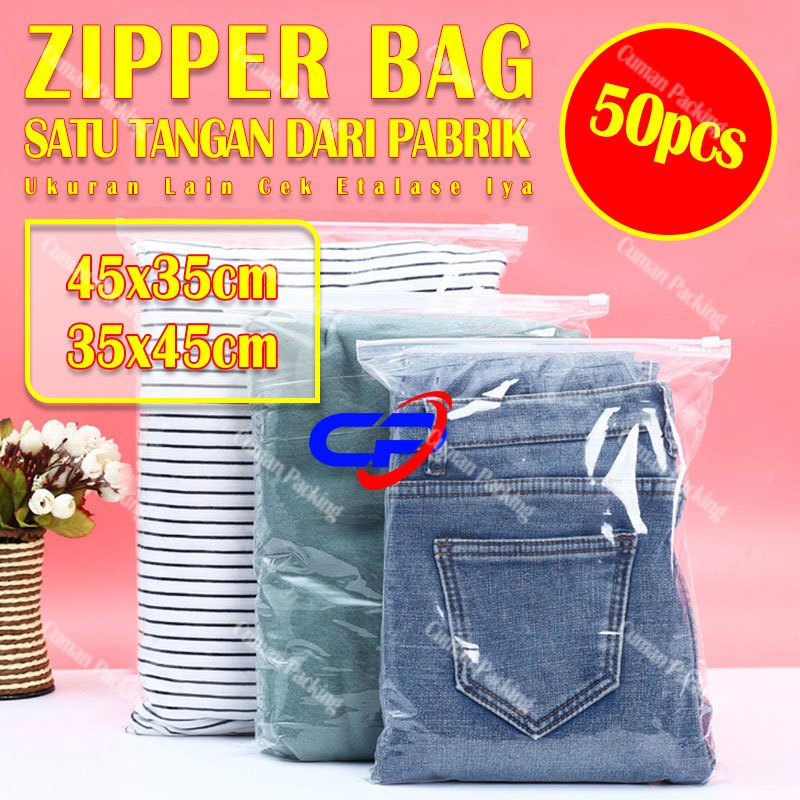 Jual Zipper bag Serbaguna 45X35CM / Zipper Storage Bag Isi 50pcs