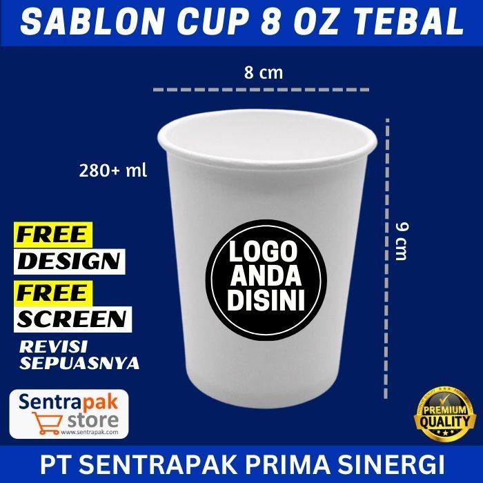 Jual Sablon Paper Cup 8 Oz Tebal 1 Warna Sablon Gelas Kertas 8oz Shopee Indonesia 1986