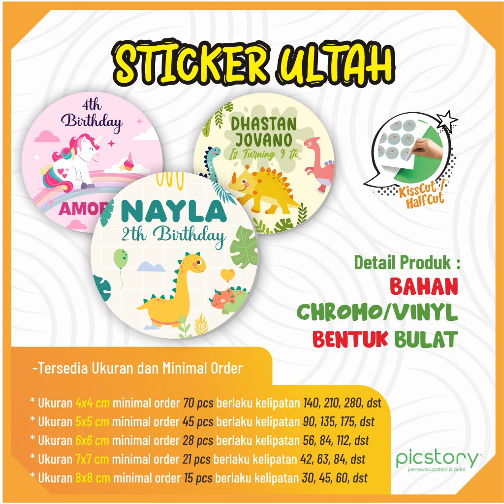 Jual Stiker Bulat Ulang Tahun Anak / Cetak Sticker Ultah Birthday ...