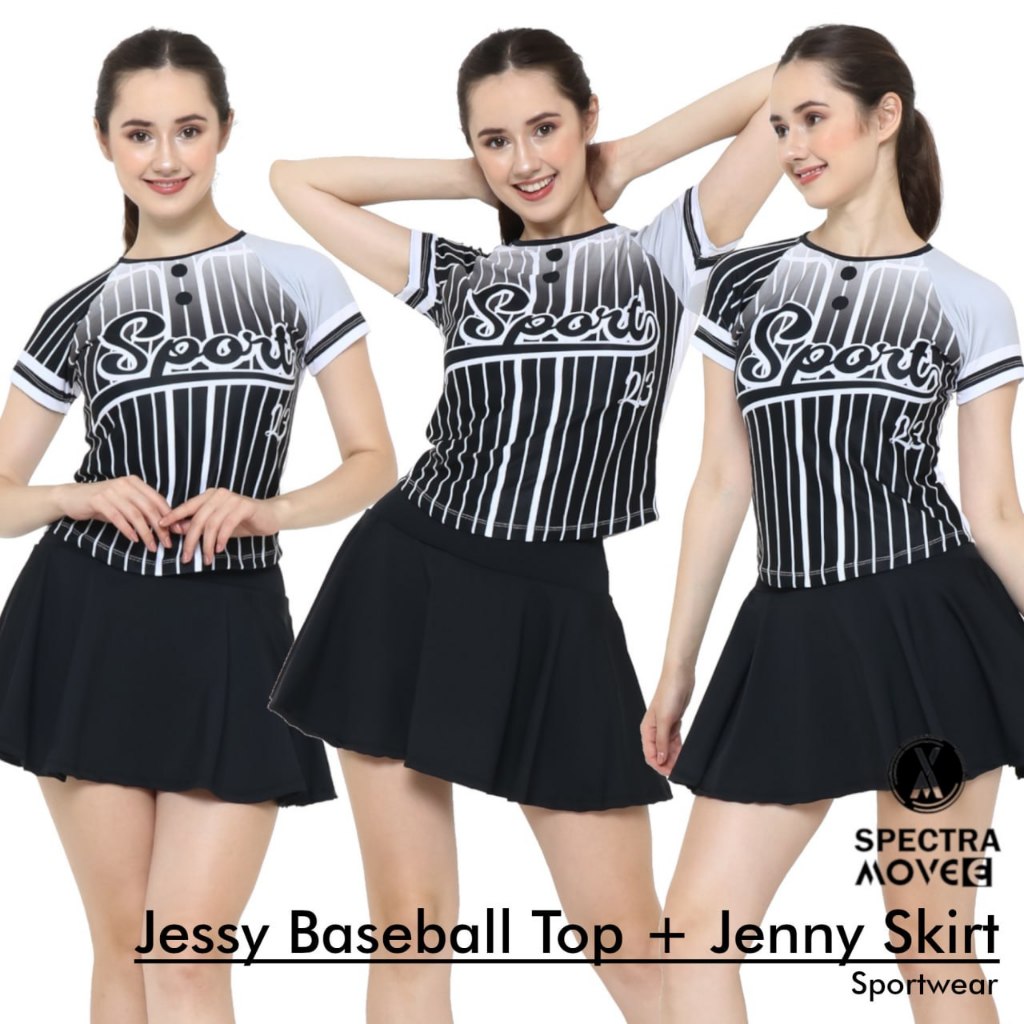 Jual Kaos olahraga JESSY BASEBALL rok senam JENNY SKIRT baju senam rok ...