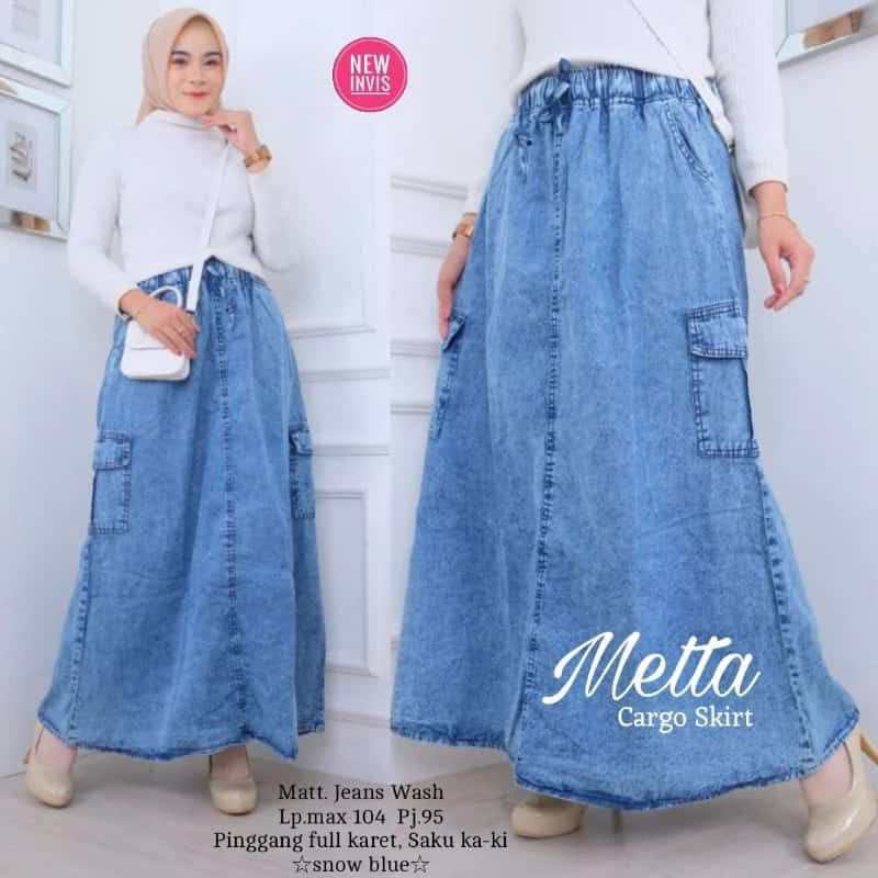 Jual Metta Cargo Skirt Jeans | Rok Cargo Wanita Panjang | Rok Jeans ...