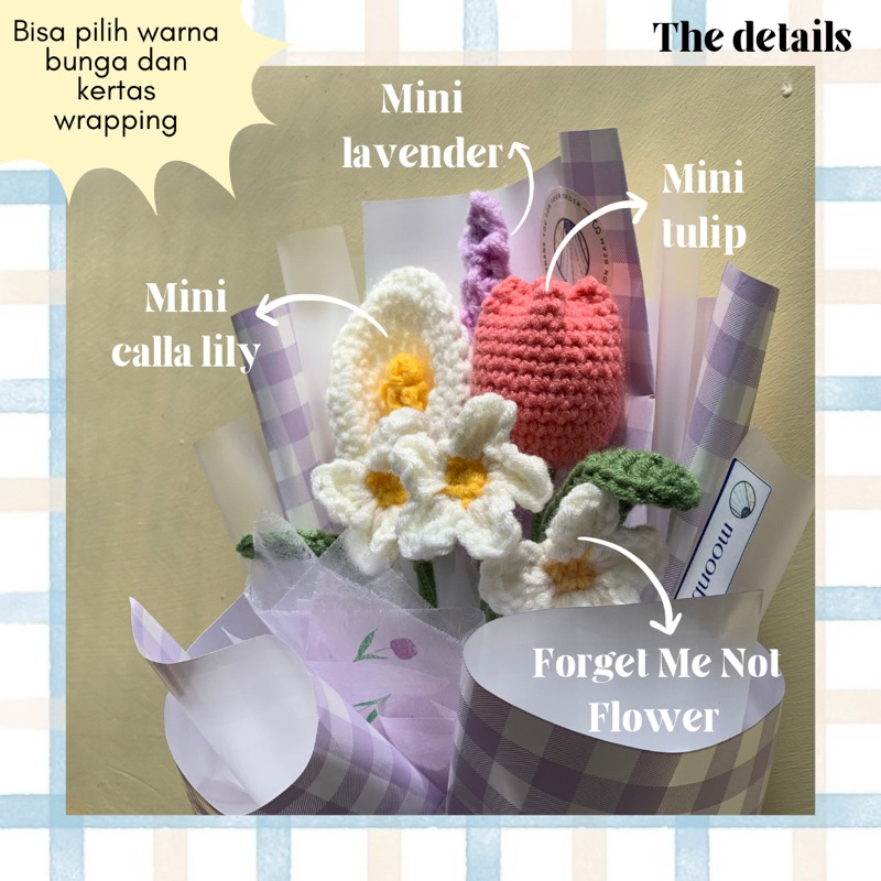 Jual Crochet Mini Bouquet / Buket Bunga Rajut Mini by Moon Beam ...