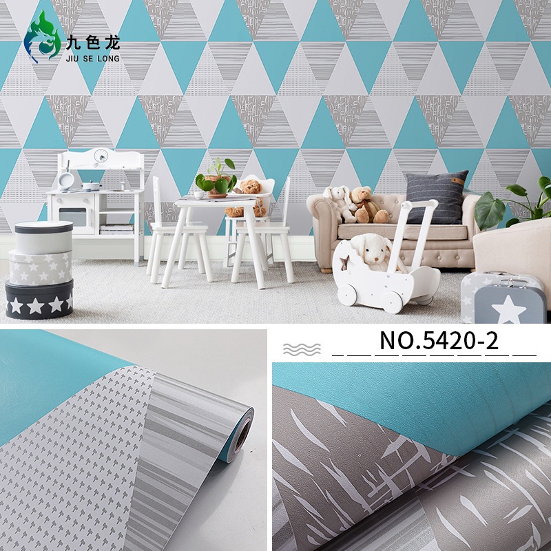 Jual Wallpaper Dinding Segitiga Biru 8m S D 9m X 45cm Shopee Indonesia