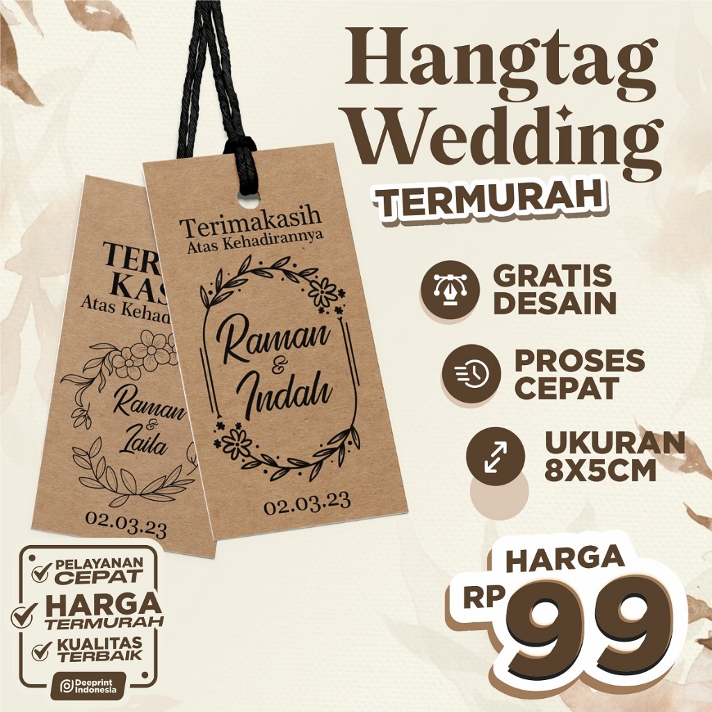 Jual Kartu Ucapan Pernikahan Hangtag Wedding Hangtag Souvenir