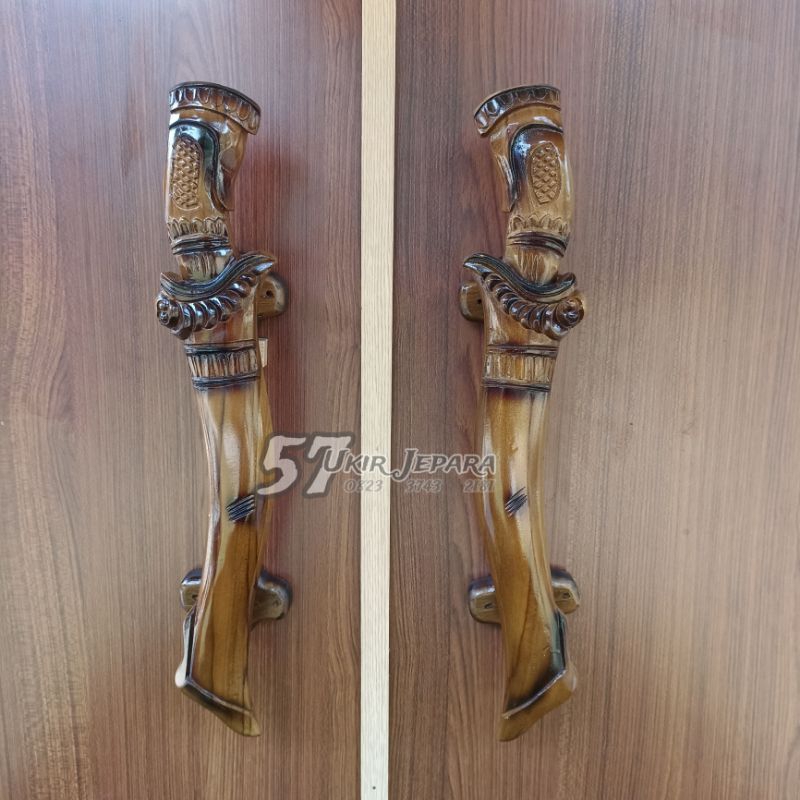 Jual Keris 2 Handel Handle Tarikan Gagang Jati Ukir Tarikan