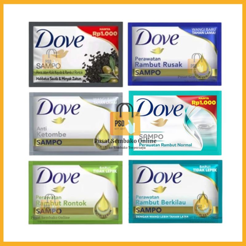 Jual SAMPO DOVE SACHET ALL VARIAN SHAMPOO DAVE (12 SACHET / 1 RENCENG