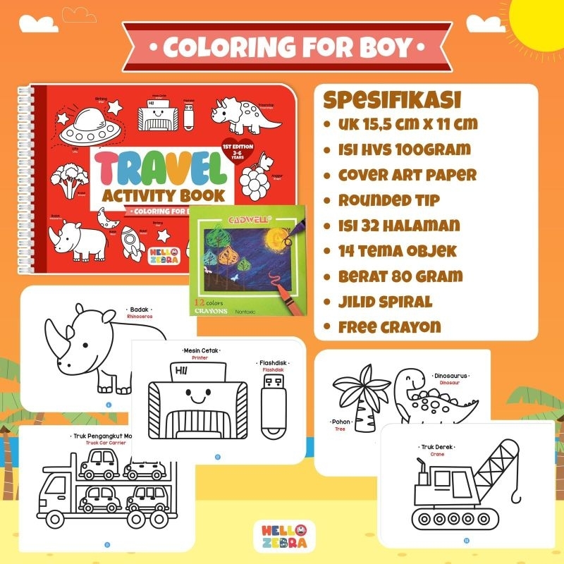 Jual Travel Activity Book ini terdiri dari 4 macam yaitu *wipe and