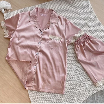SATIN SERIES Baju Tidur Satin Wanita Dewasa Harou Sleepwear Set Lengan Pendek Celana Pendek