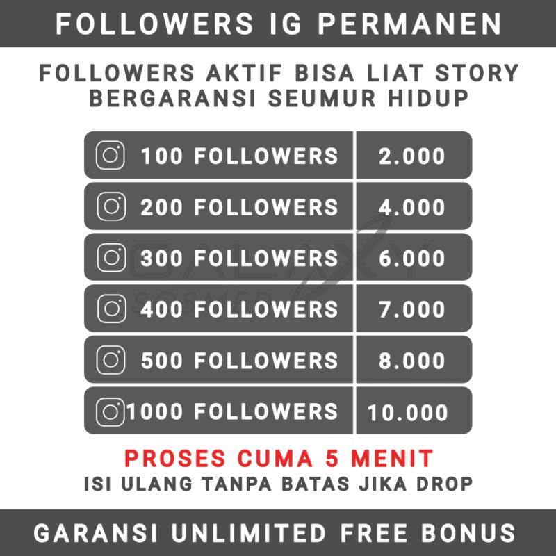 Jual PROMO | INST4GRAM Followers Real Aktif Garansi Seumur Hidup ...