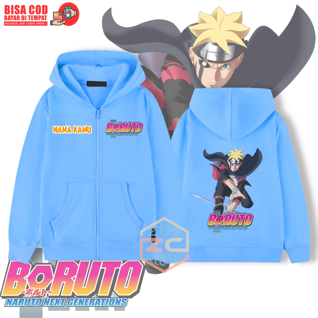 BORUTO - Sweat Zippé à Capuche Noir Boruto Uzumaki